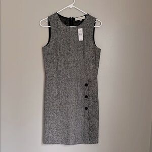 LOFT grey tweed sheath knee length dress